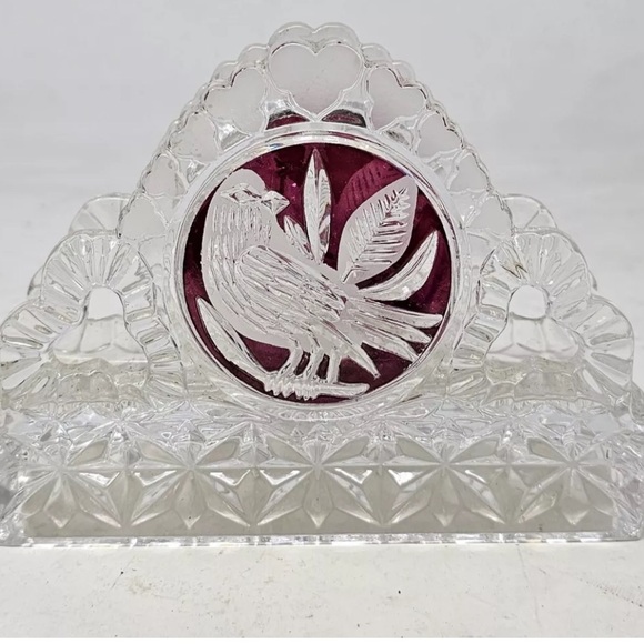 HOFBAUER Byrdes Crystal Napkin Letter Holder Circa 1950s made in Germany - Picture 2 of 14